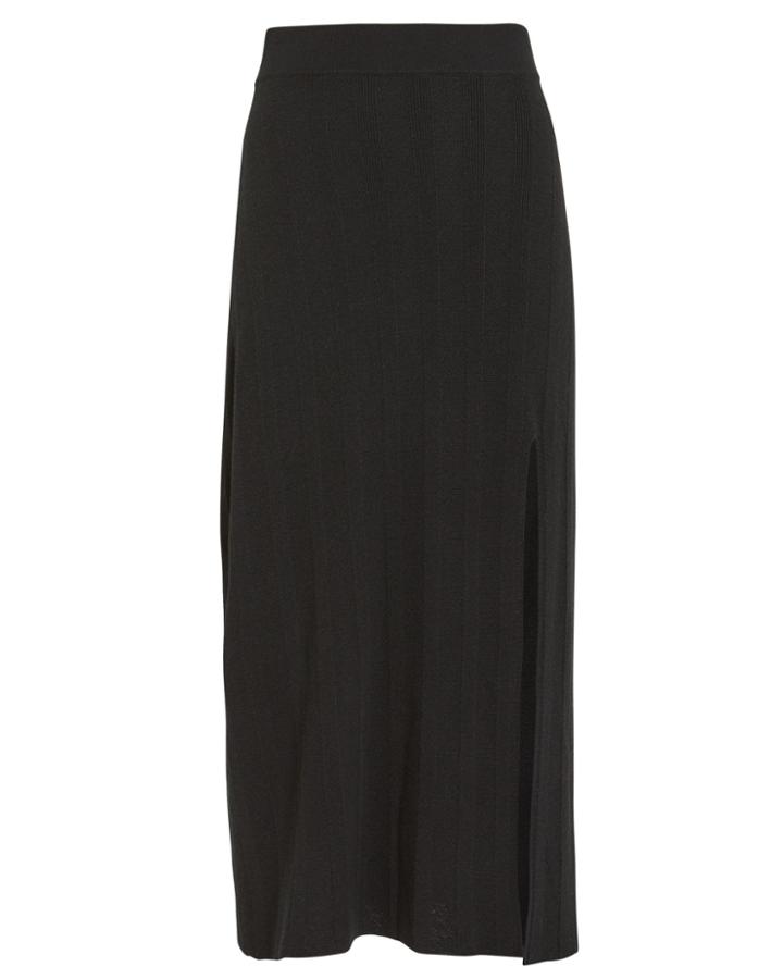 Solid & Striped Knit Midi Skirt Black S