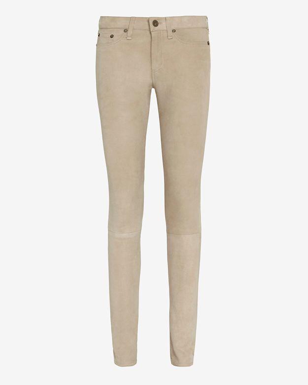 Rag & Bone Suede Five Pocket Skinny: Stone