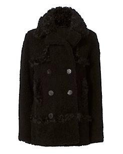 Yves Salomon Shearling Lamb Pea Coat