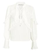 Self-portrait Plumetis Frilled Ivory Top Ivory 10