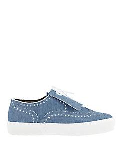 Robert Clergerie Tolka Kiltie Denim Brogue Sneakers