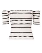 &quot;ronny Kobo Off-the-shoulder Stripe Patterned Top&quot;