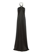 Adam Selman Pearl Halter Sarong Dress Black P