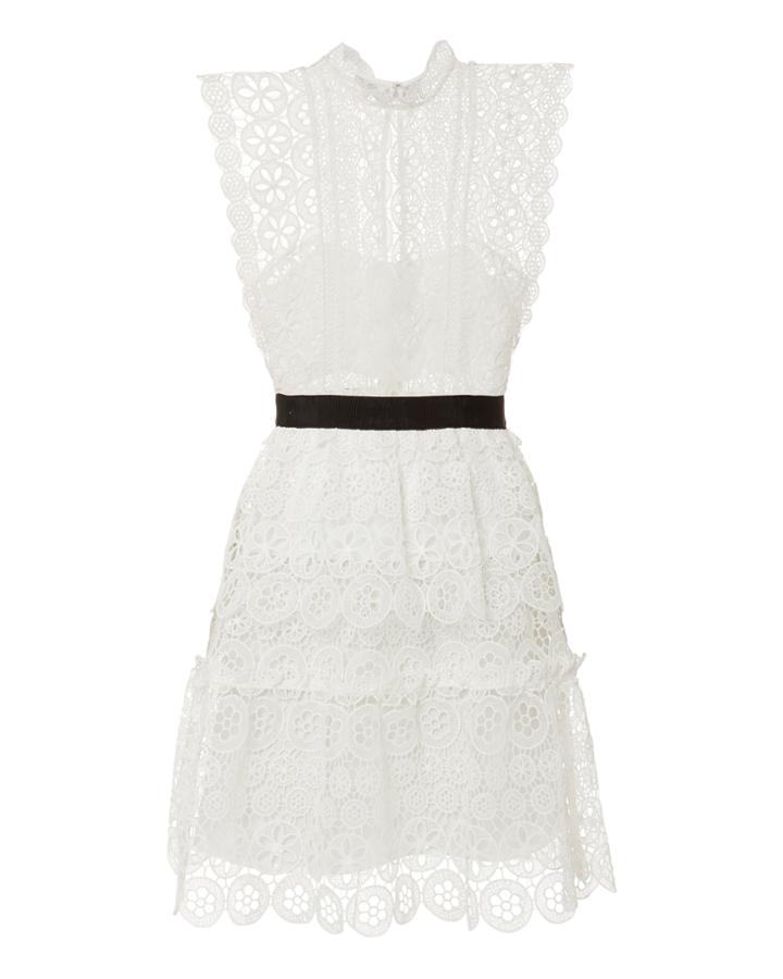 Self-portrait Circle Floral Lace Mini Dress White Zero
