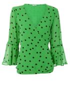 Ganni Classic Green Polka Dot Top Green 34