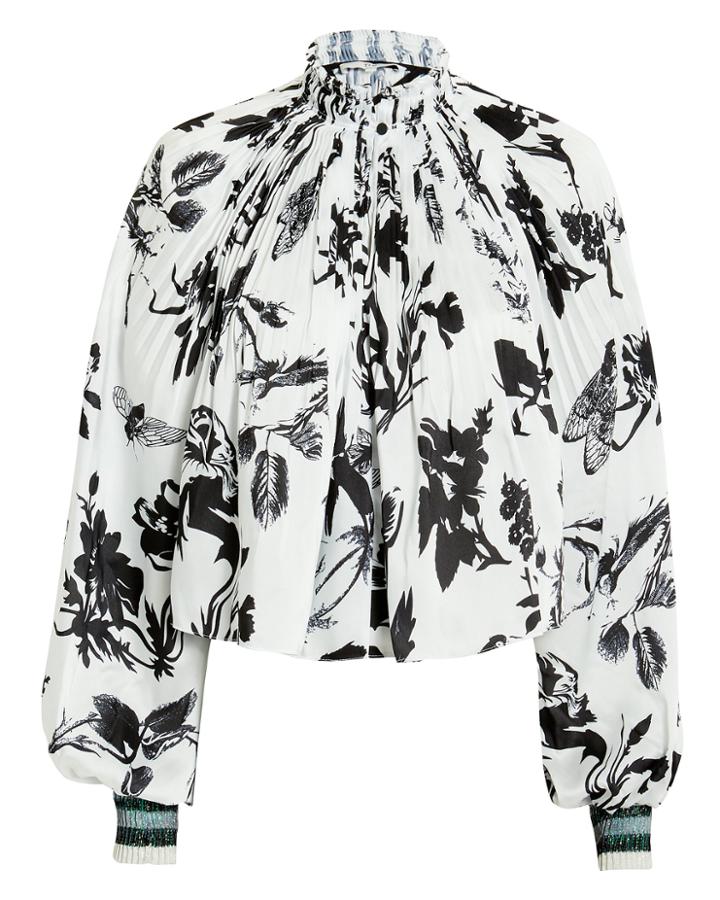 Tibi Gothic Floral-printed Top White/black 8