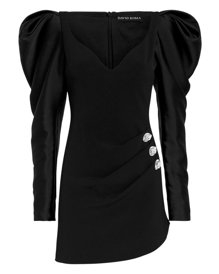David Koma Puff Sleeve Mini Dress Black 8