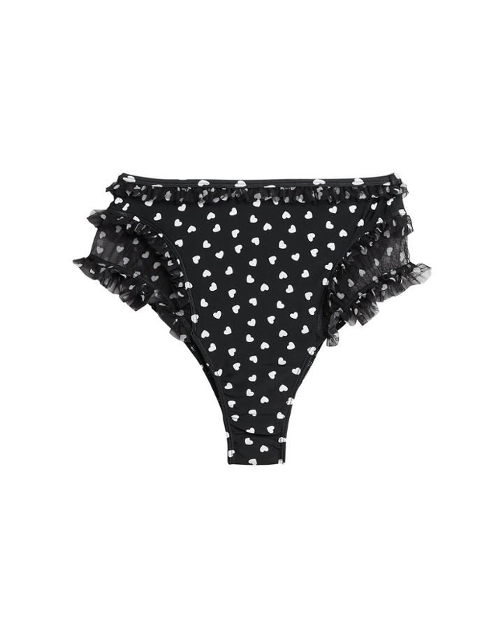 For Love & Lemons Claudia High-waisted Bikini Bottom Black P