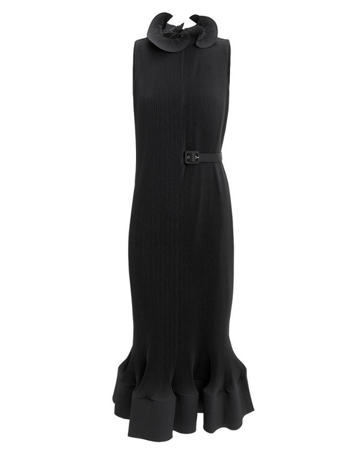 Tibi Black Pleated Dress Black M
