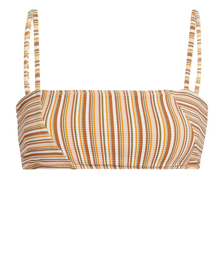 Ellejay Lauren Striped Bikini Top Orange Stripe M