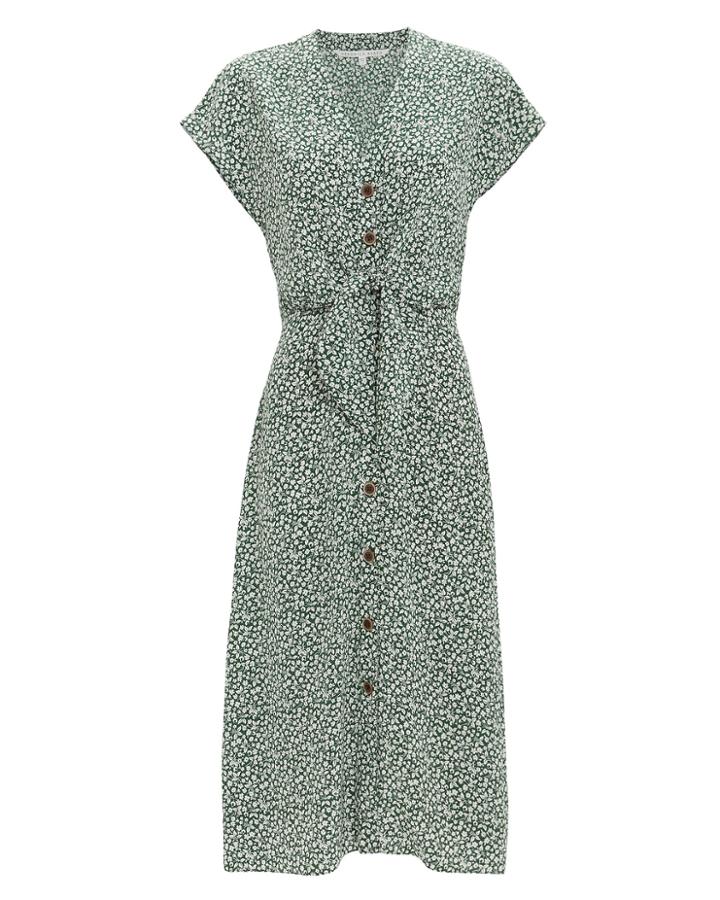 Veronica Beard Giani Floral Midi Dress Evergreen Floral Zero