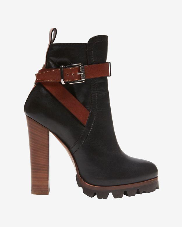 Barbara Bui Stack Heel Colorblock Ankle Strap Bootie