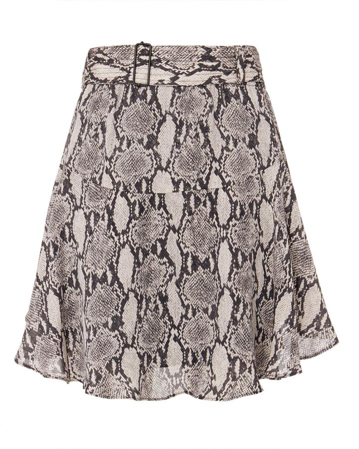 Alc A.l.c. Snake Print Flounce Skirt Brown Zero