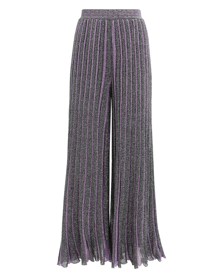 Missoni Pleated Wide Leg Pants Purple/silver 42