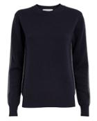 Derek Lam 10 Crosby Lurex Striped Navy Cashmere Sweater Navy/silver P