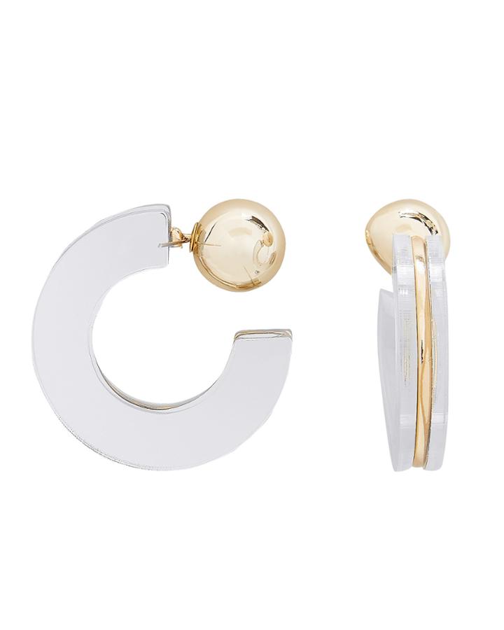 Jardin Jewelry Jardin Geometric Mirror Half Hoop Earrings Silver 1size