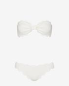 Marysia Antibes Scallop Trim Bandeau Bikini: White- Final Sale
