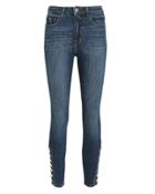 L'agence Piper Ankle Hem Button Jeans Dark Blue Denim 23