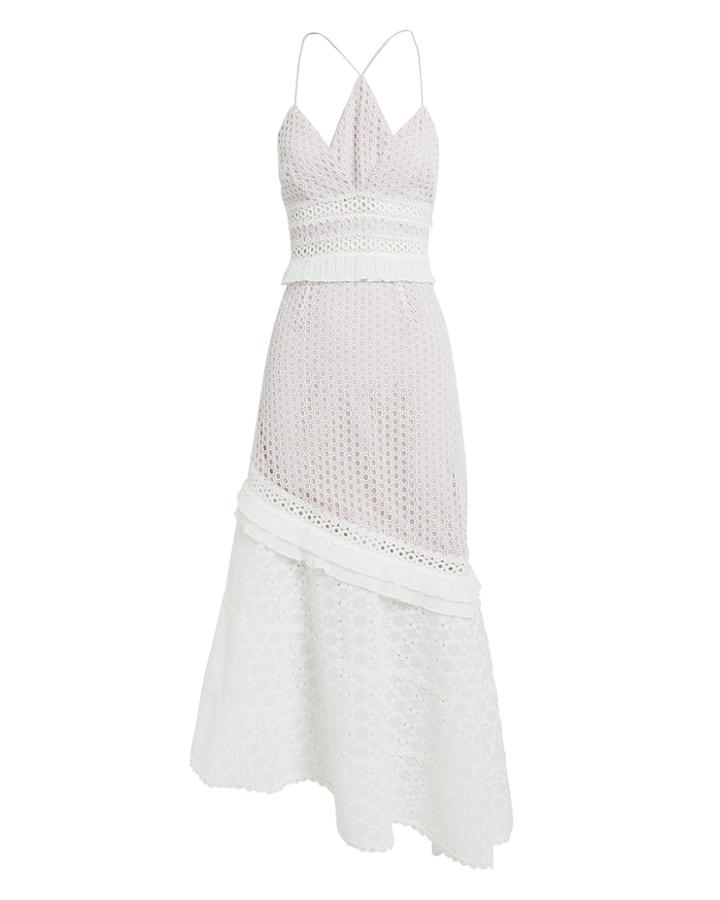 Saylor Cole Eyelet Midi Dress White L
