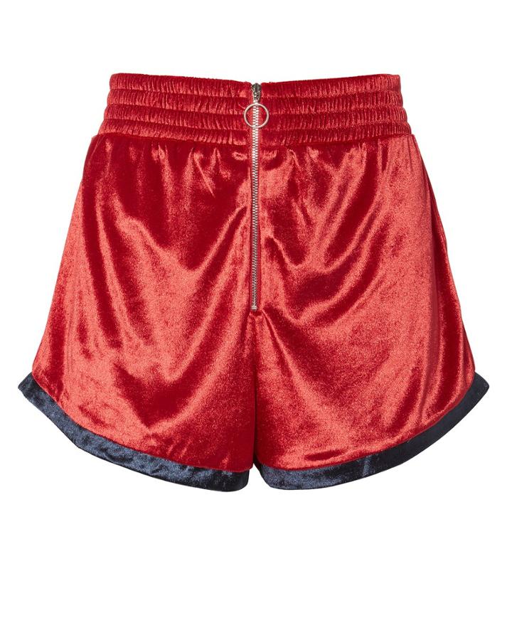 Fleur Du Mal Velour Shorts Red P