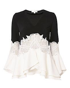 Jonathan Simkhai Ruffled Sleeve Lace Top