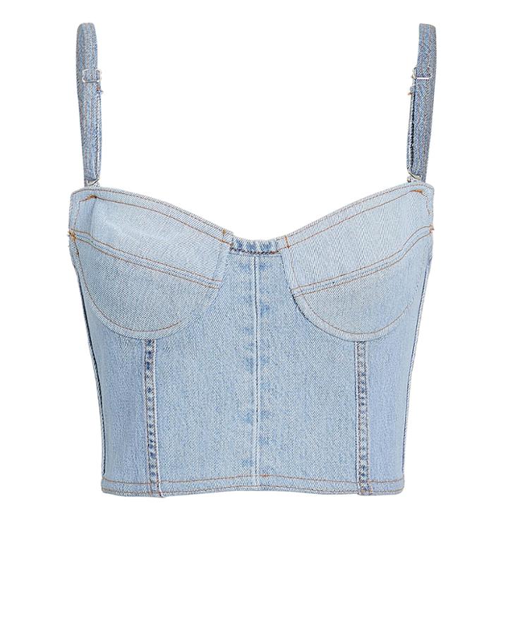 Re/done Denim Bustier Top Light Blue Denim P