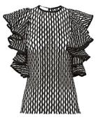 Beaufille Desina Flounce Sleeve Perforated Knit Tank