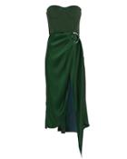 Jonathan Simkhai Strapless Bustier Asymmetric Dress Forest Green/navy 6