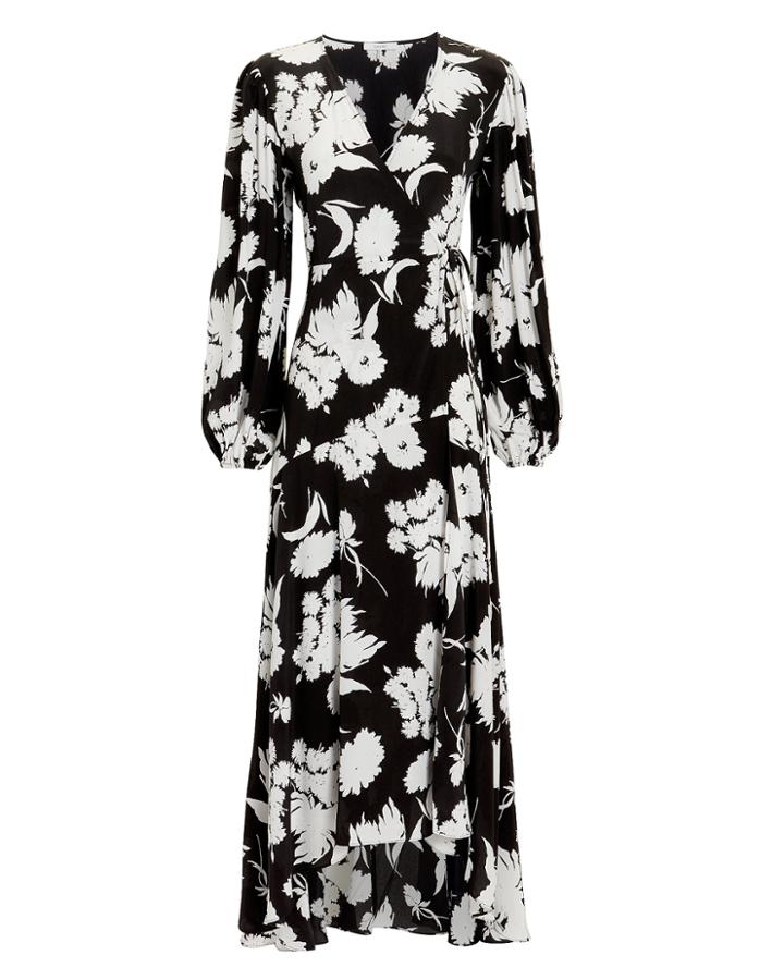 Ganni Kochhar Printed Wrap Dress Black 34