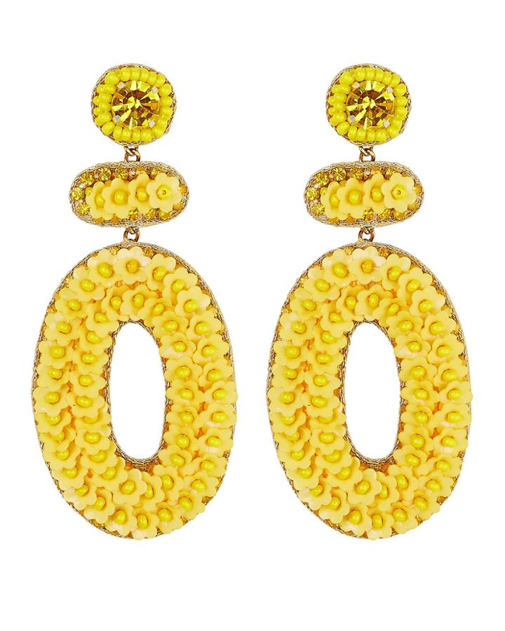 Deepa Gurnani Brodie Beaded Earrings Yellow 1size