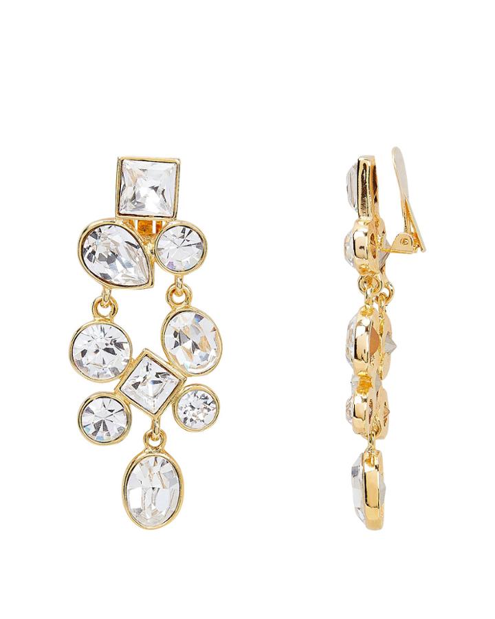 Kenneth Jay Lane Cluster Drop Earrings Crystal 1size