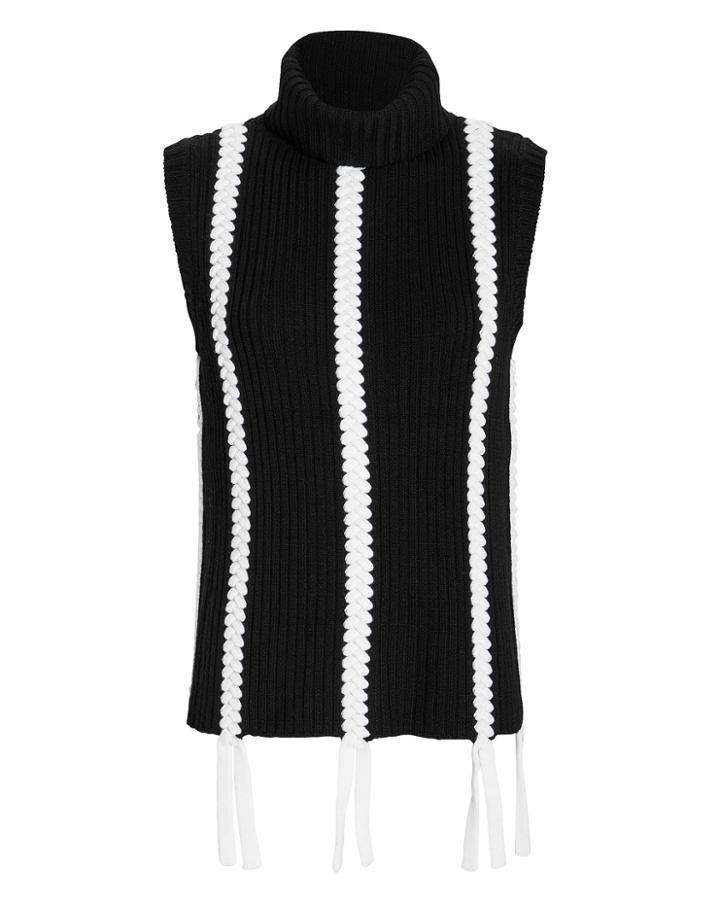 Derek Lam 10 Crosby Braid Detail Sleeveless Turtleneck Blk/wht M