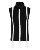 Derek Lam 10 Crosby Braid Detail Sleeveless Turtleneck Blk/wht M