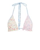 Love Shack Fancy Riviera Ruffle Bikini Top Pink/ivory/floral M