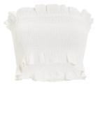 Shona Joy Shirred Strapless Crop Top White 6