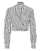 T By Alexander Wang Striped Poplin Twist Front Shirt