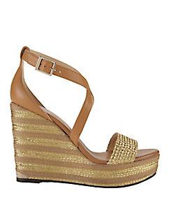 Jimmy Choo Portia Metallic Stripe Wedge Sandals