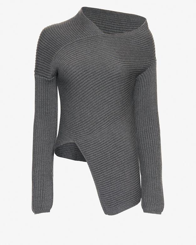 Joseph Off The Shoulder Asymmetric Ribbed Sweater
