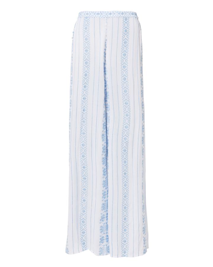 Jonathan Simkhai Swim Embroidered Side Slit Pants Blue-lt S