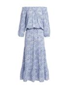 Melissa Odabash Carmen Off Shoulder Midi Dress Blue Floral S
