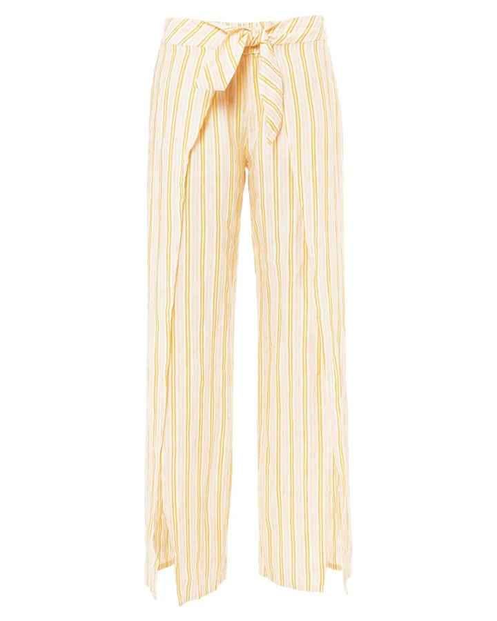 Joie Sahira Tie-front Linen Pants Yellow P