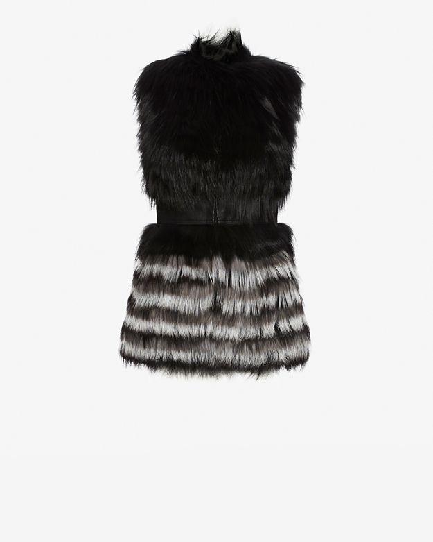 Yigal Azrouel Leather Waist Fur Vest