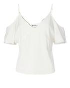 T By Alexander Wang Cold Shoulder Chain Detail Ivory Blouse