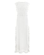Nightcap Clothing Pom Fringe Coverup Maxi Dress White S