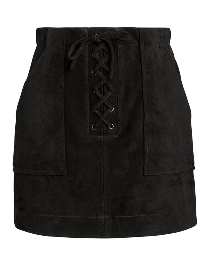 Exclusive For Intermix Intermix Ainsley Suede Mini Skirt Black Zero