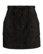 Exclusive For Intermix Intermix Ainsley Suede Mini Skirt Black Zero
