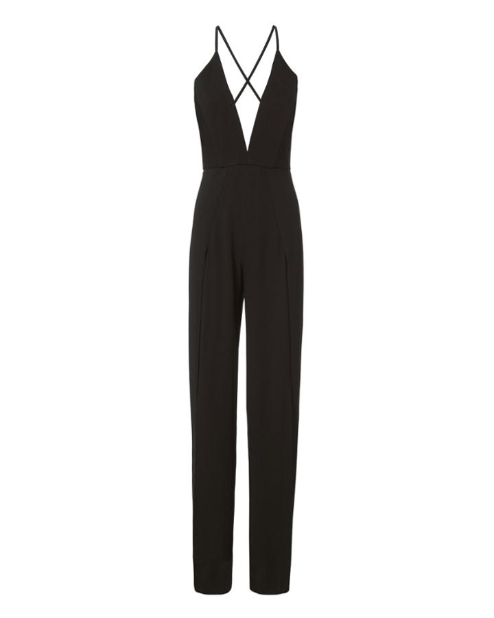 Michelle Mason Palazzo Slit Hem Jumpsuit Black 4