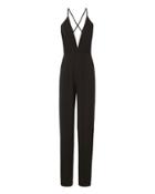 Michelle Mason Palazzo Slit Hem Jumpsuit Black 4