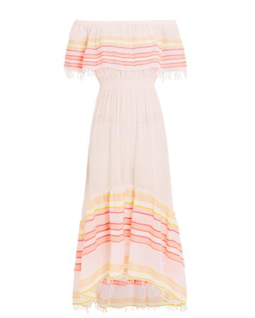 Lem Lem Lemlem Eskedar Off-the-shoulder Striped Dress Blush/yellow M