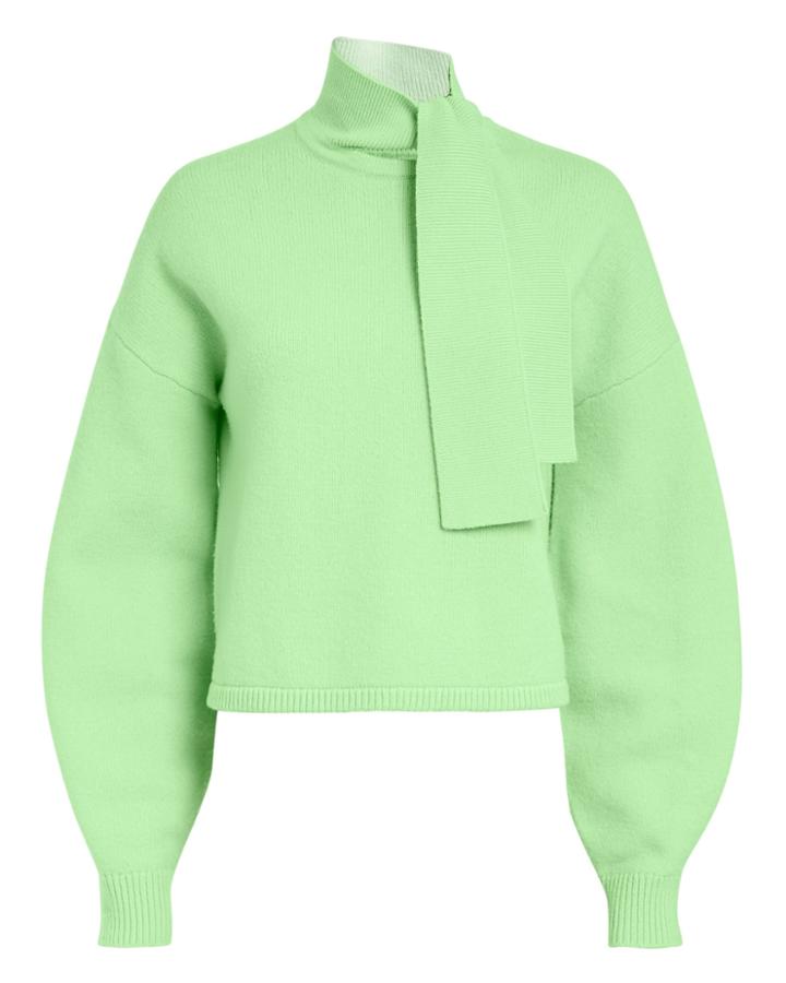 Tibi Tie Neck Green Sweater Green-lt S